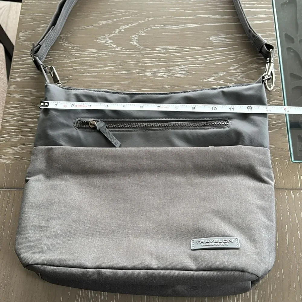 Travelon Anti-theft Classic Gray Crossbody Travel Everyday Bag Multi Pockets